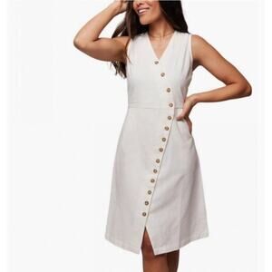 Able cotton white button dress women's size S